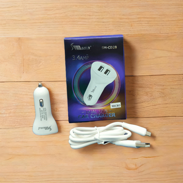 SM CD28 SM GOLD 3.4A DUAL USB PORT CAR CHARGER
