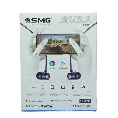SMG BH83 AURA BANK 50H WIRELESS BLUETOOTH NECKBAND BUY 1 PCS GET 1 MINI BAG FREE - Image 2