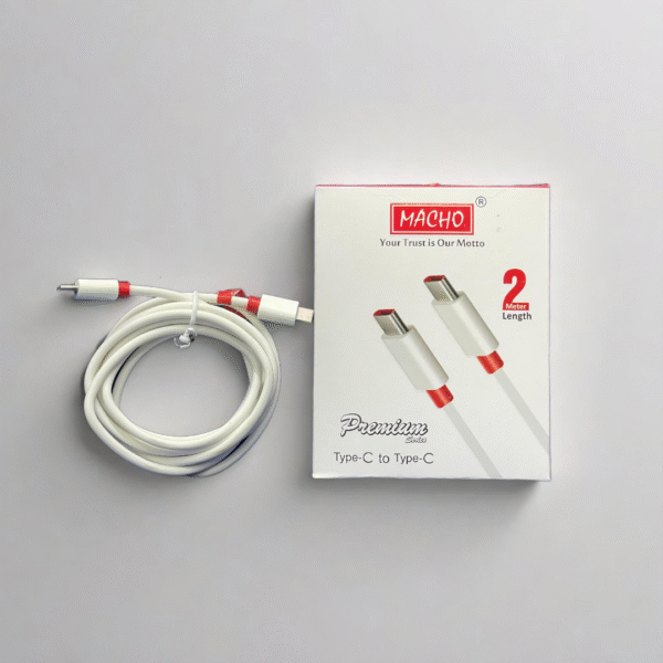 MACHO 2MTR TYPE C TO TYPE C 2.4A FAST DATA CABLE