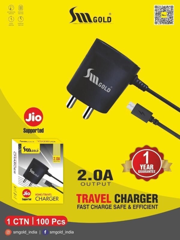 SM GOLD JIO 2AMP CHARGER FOR JIO PHONE