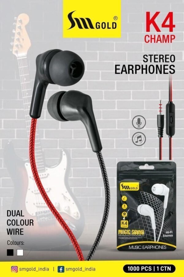 SM GOLD K4 CHAMP STEREO EARPHONE