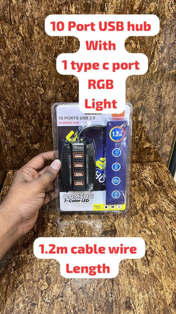 10 PORT USB+C HUB WITH RGB LED
