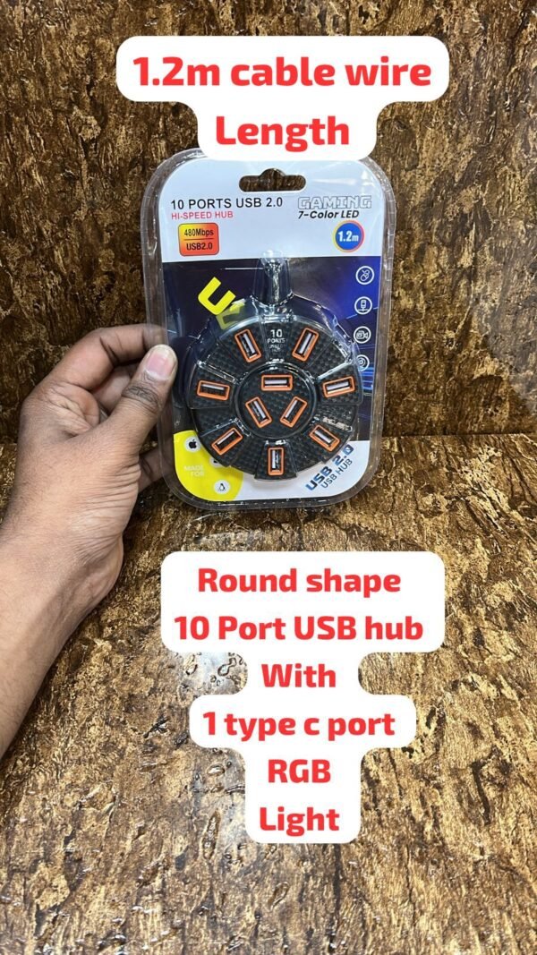 10 PORT HUB ROUND DESIGN WITH RGB LED