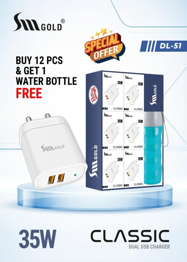 SM GOLD SM DL-51 CLASSIC 35W DUAL USB CHARGER