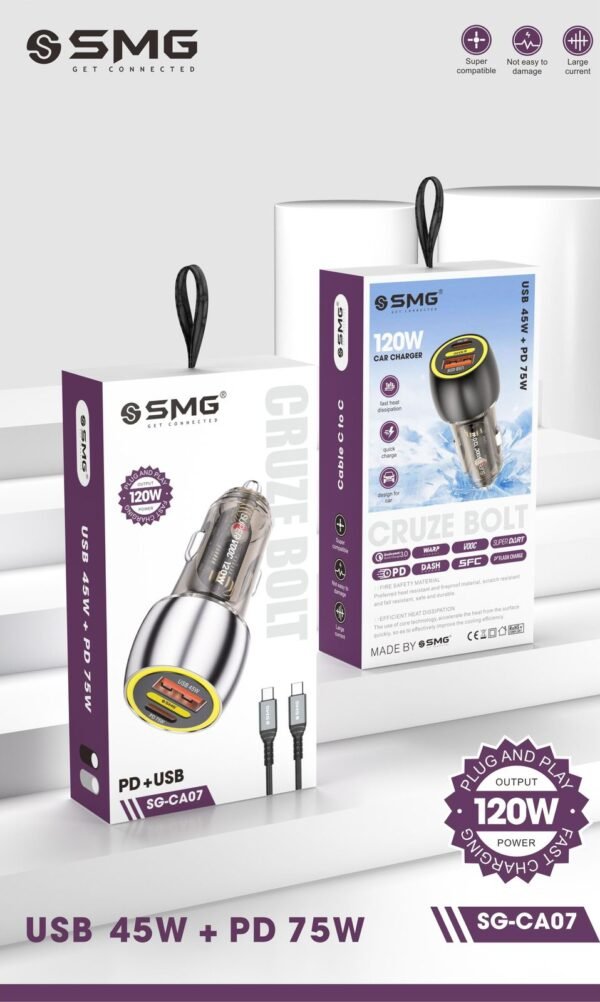 SMG SG-CA07 120W CRUZE BOLT CAR CHARGER