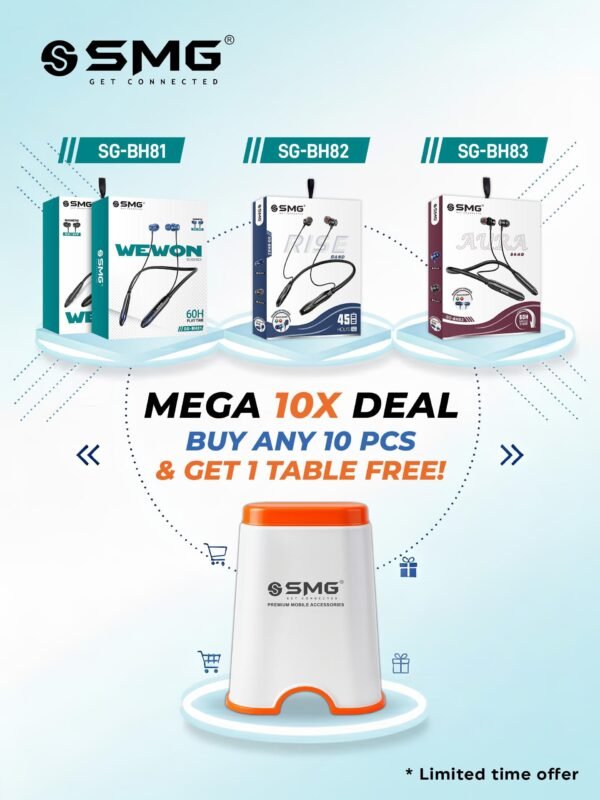 SMG SG-BH81,BH82,BH83 BUY ANY 10 PCS AND GET SMG TABLE FREE