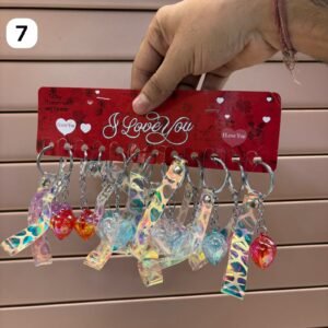 holographic keychains a clear acrylic strip with heart cutouts