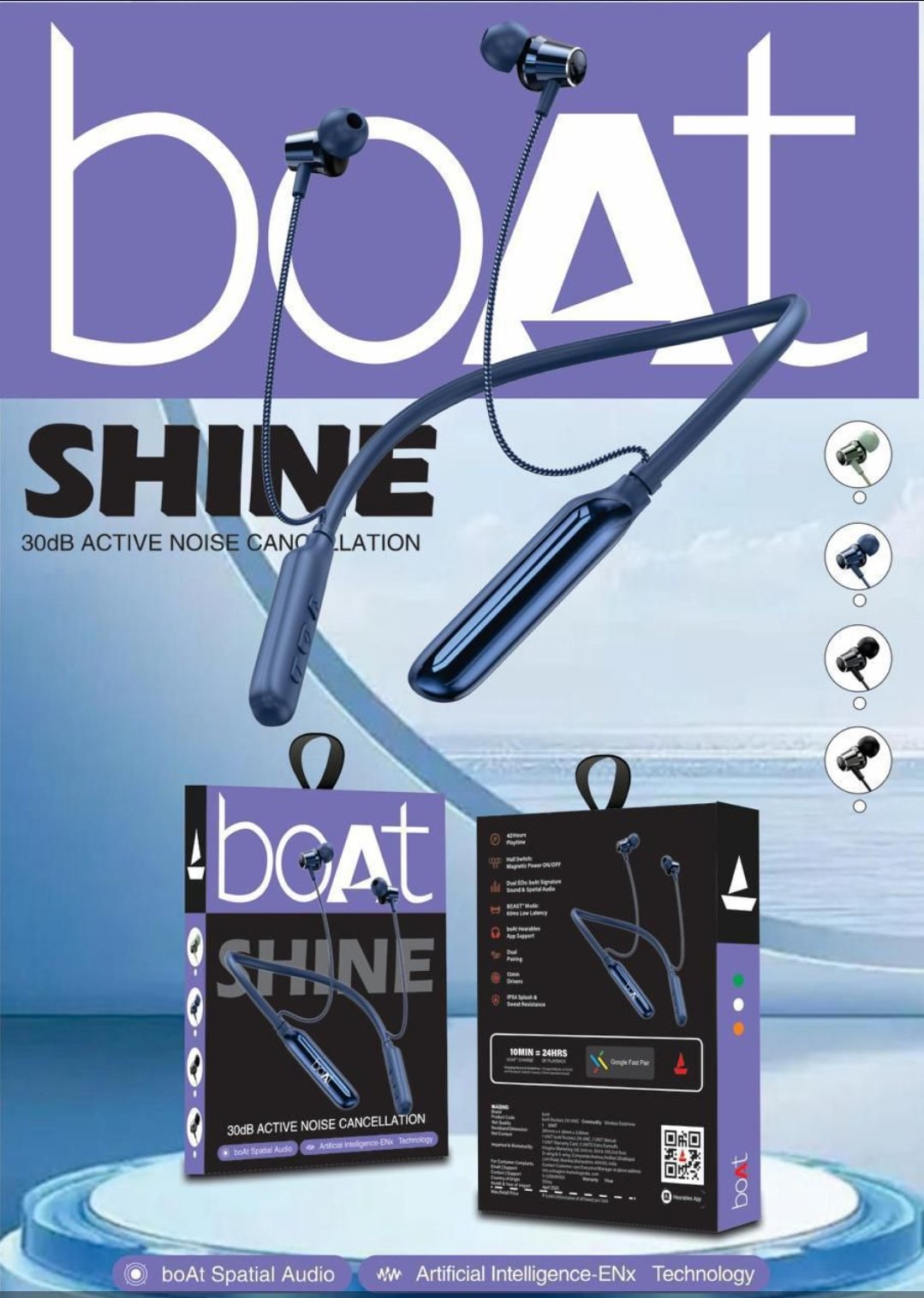 Boat Bt Shine Wireless Megnatic on/off Neckband