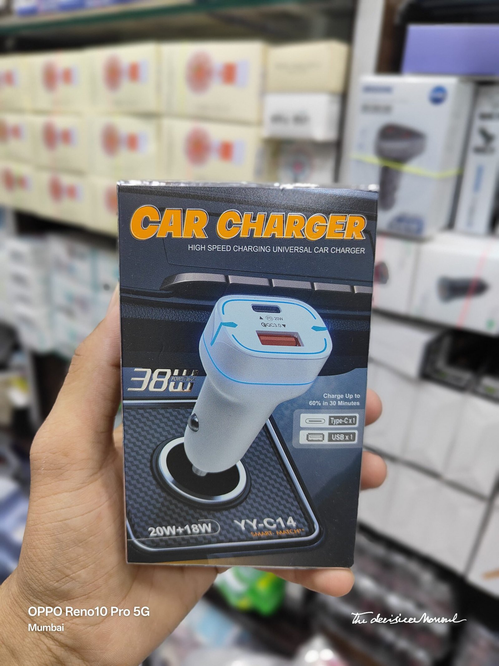 Yy c14 38w 2 Usb+ 1Pd Fast Car Charging Adapter