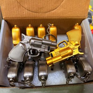Rechargeable Mini Revolver Laser Keychain With LED Light (Type C Pin)