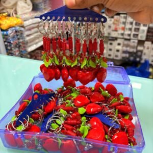 Strawberry heart key keychain
